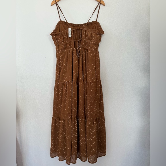 NWT Madewell Sophia Cami Tiered Midi Dress in Dot Brown Polka Dot Size 12 Spring - Picture 8 of 12